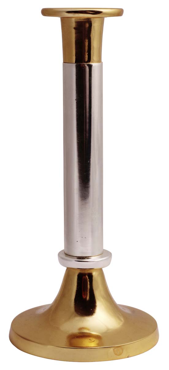 14.5” Pedestal Candle-Holder in Gold & Silver Tone – Hand-Crafted in Aluminum – Antique-Look Home Décor / Thoughtful Gifts